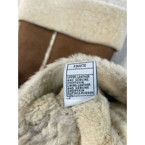 UGG Sandra Knee High Wedge Boots Women 9 Brown Leather Shearling Lined Fold Down - Picture 7 of 16